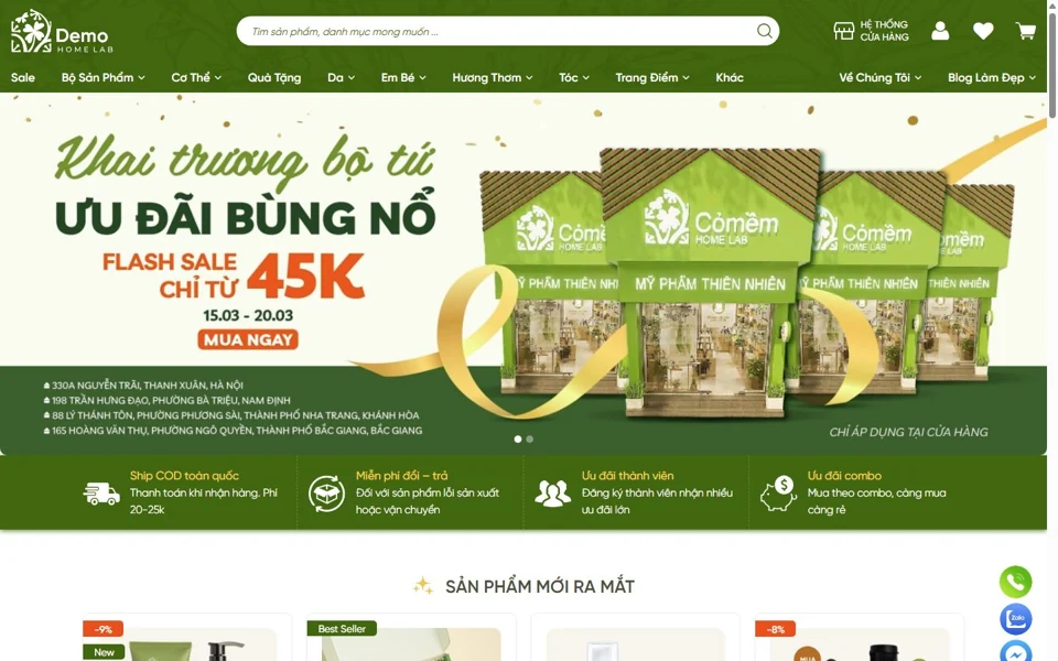 Ảnh chụp giao diện website Mỹ phẩm thiên nhiên