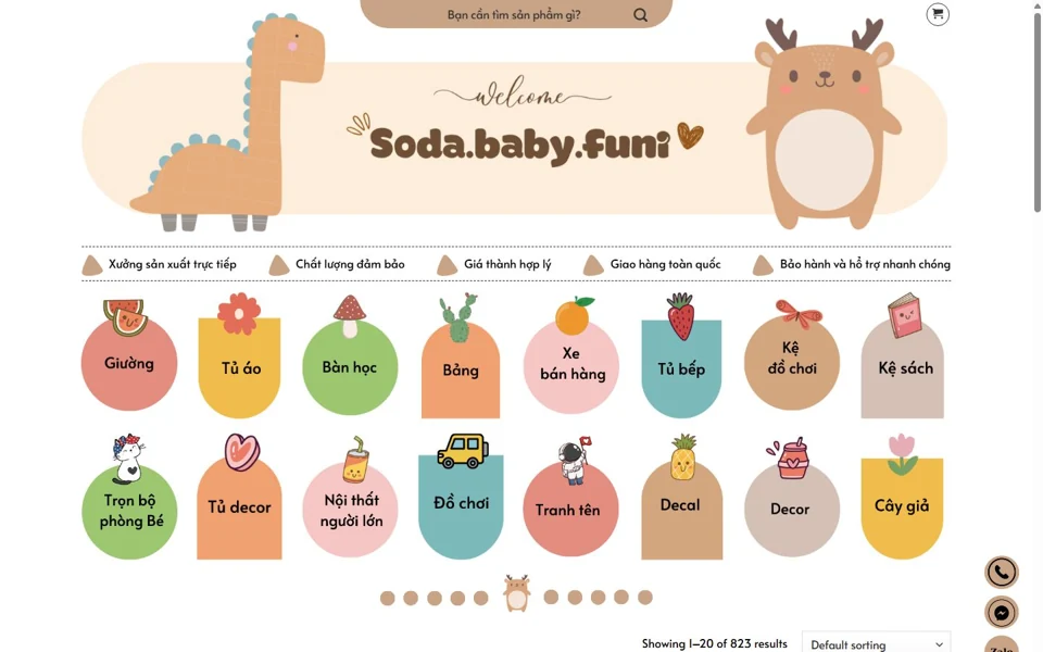 Ảnh chụp giao diện website Soda Baby Funi