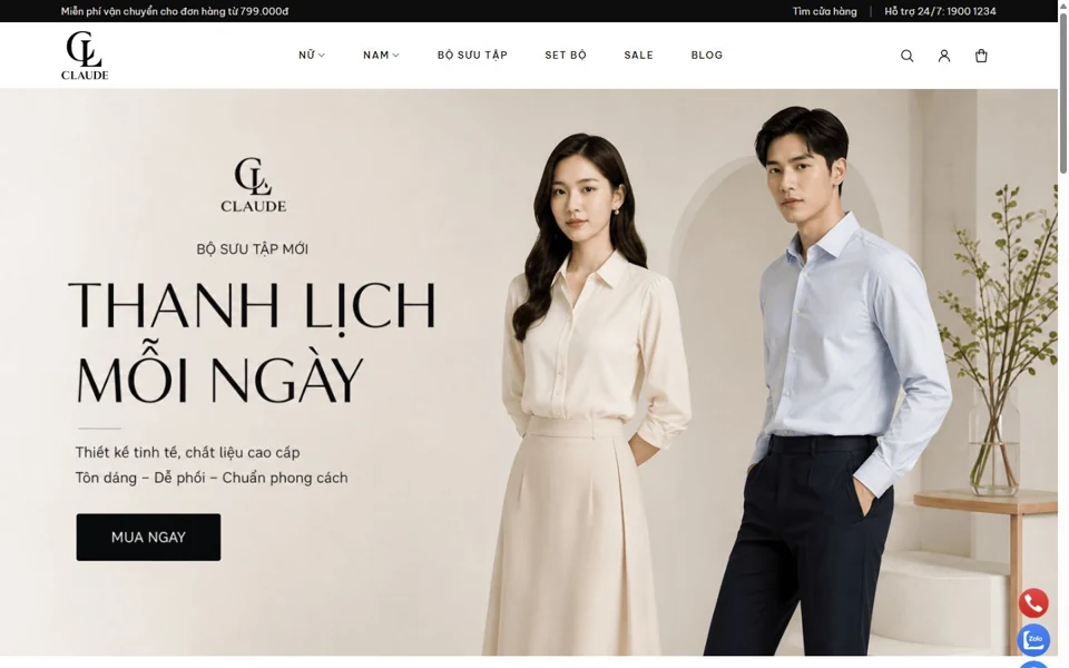Ảnh chụp giao diện website CLAUDE