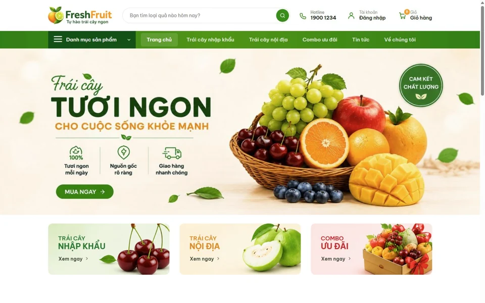 Ảnh chụp giao diện website FreshFruit