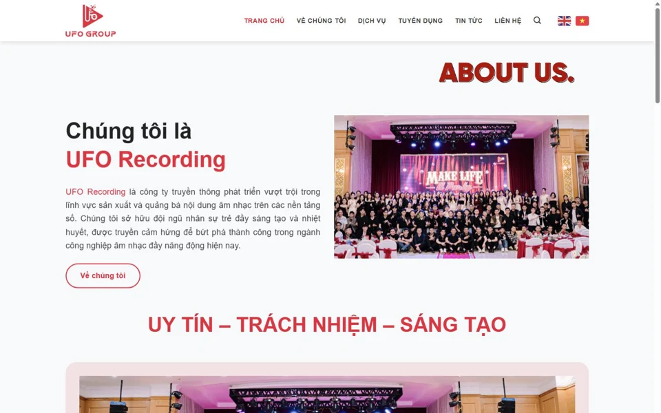 Ảnh chụp giao diện website UFO Recording